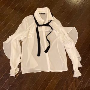 Zara pussy bow blouse.